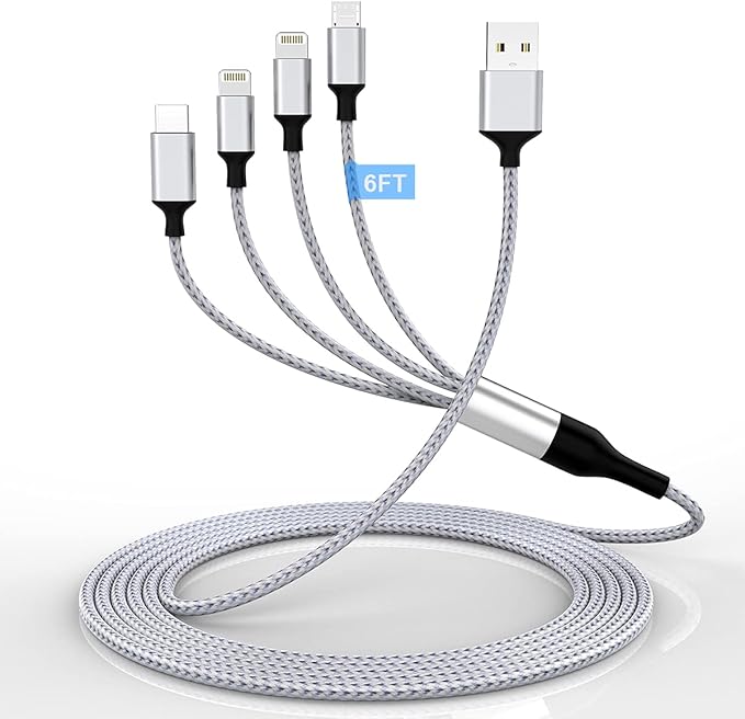 iPhone Charging Cable 1.8M/6Ft Multi 4 in 1 USB Universal Fast Charging Cord by MTAKYI