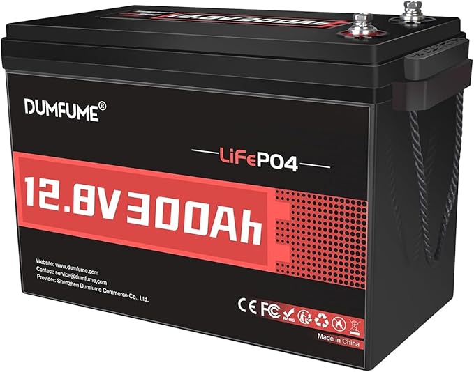 12V 300Ah Lithium LiFePO4 Battery, 200A BMS 3840Wh Rechargeable Lithium Iron by Dumfume