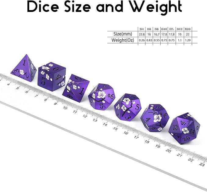 Matt Purple D&D Metal Dice, DNDND 7 PCS Heavy Metallic DND Dice Set - Image 7