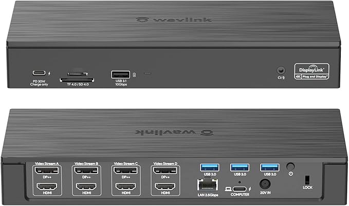 USB C Docking Station, 20-in-1 Universal Displaylink Dock Quad 4K Dual 5K@60Hz by WAVLINK%C2%AE