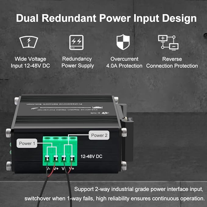 3 Port Hardened Industrial Gigabit Din Rail Switch, 10/100/1000Mbps Ethernet - Image 3
