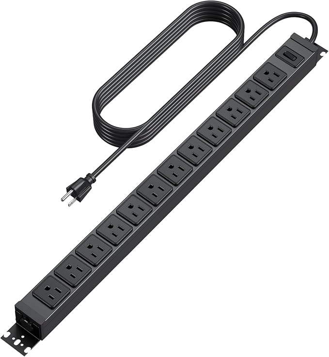 HHSOET 360° Rotating 12 Outlet Mountable Power Strip, Aluminum Alloy Power by HHSOET