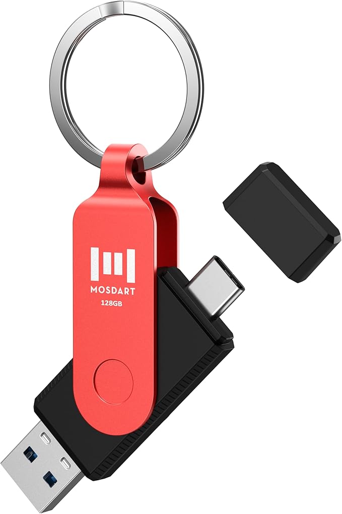 MOSDART 128GB USB3.1 Fast Speed C and A Dual Flash Drive, exFAT Memory Stick by MOSDART