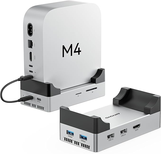 ANYOYO Mac mini M4 Dock and Stand, 10-in-1 Aluminum USB-C Hub - Image 9