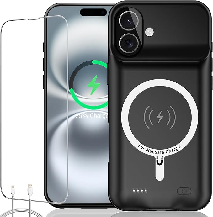 Battery Case iPhone 16 Plus, Upgraded 12000mAh Rechargeable Portable Extended by KCKEBLM