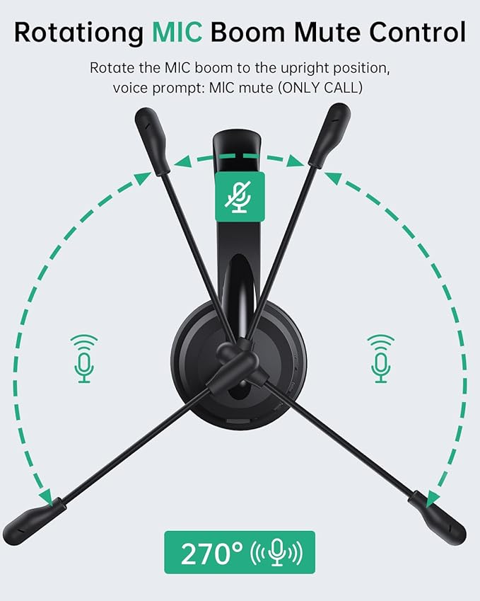 Wireless Headset with Mic for Work with AI Noise Cancelling Mic for Clear Calls - Image 7