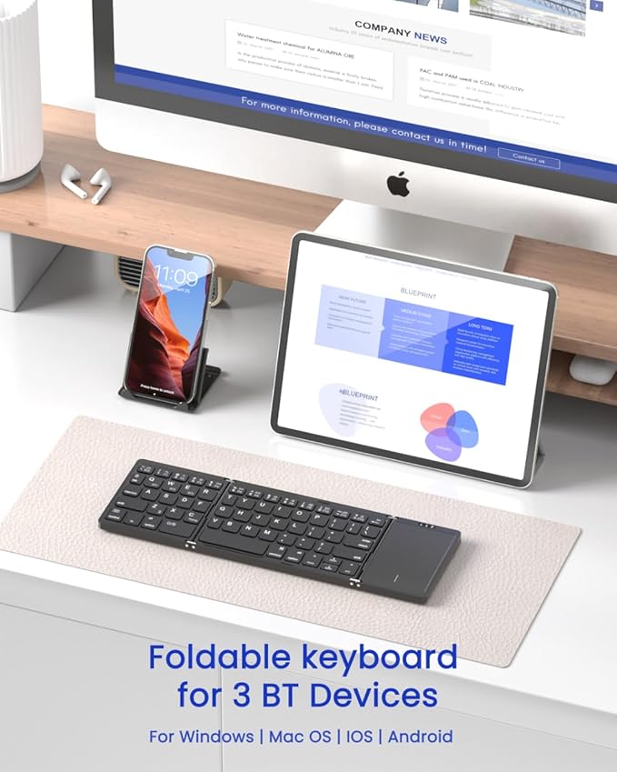 Foldable Bluetooth Keyboard, Folding Portable Wireless Keyboard - Image 2