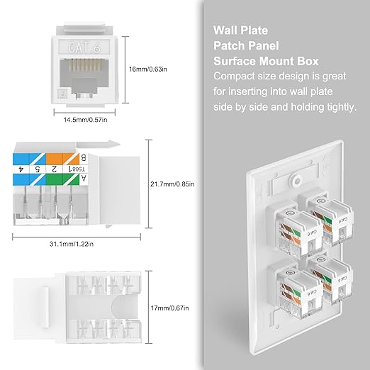 VCE UL Listed 10Gbps Cat6 Keystone Jack Insert 25-Pack, 90 Degree Punch Down - Image 6