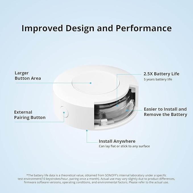 SONOFF Zigbee Switch, SNZB-01P Wireless Push Button, Supports to Create Smart - Image 4