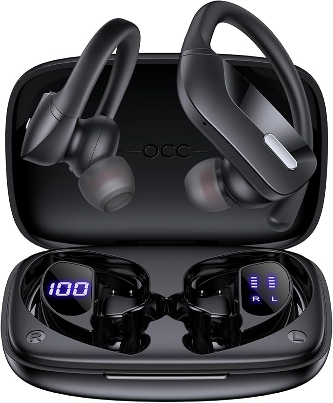 OCC Wireless Ear Hook Sport Earbuds, IPX5 Waterproof, 80H Playtime, Deep Bass by occ