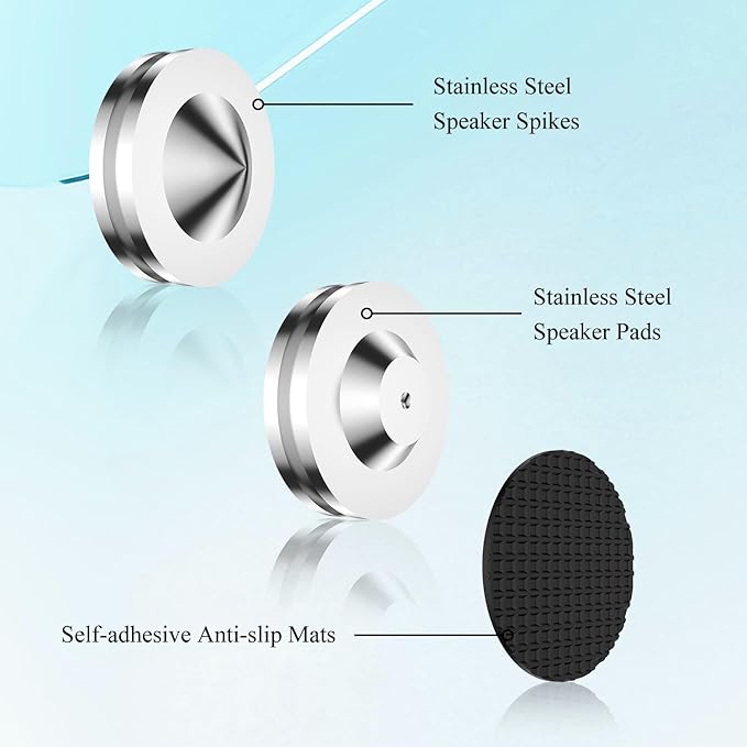 Audiocrast 4X HiFi Speaker Spikes, Isolation Stand Feet Pad, Stainless Steel - Image 4
