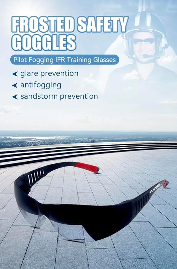 Flaperon Black Fog Foggles for Pilot Training, Adjustable Band, Embossed Hard - Image 5