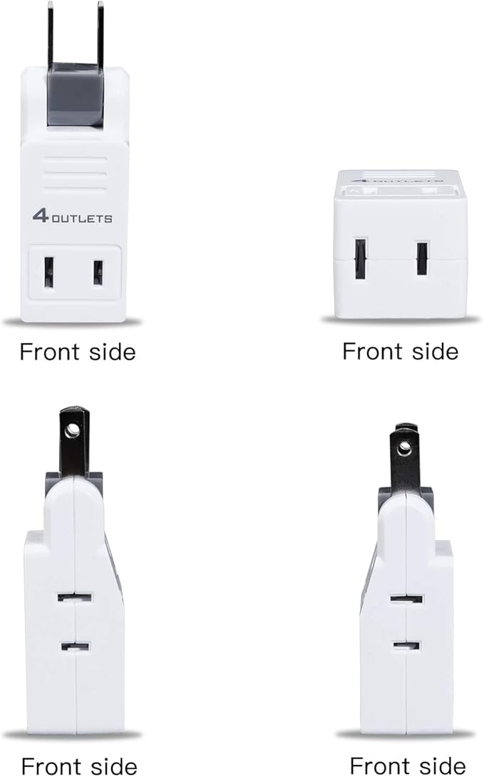 SYCON 2 Prong Swivel Wall Adapter, Electrical 4 Way Outlet Expander Plug - Image 2