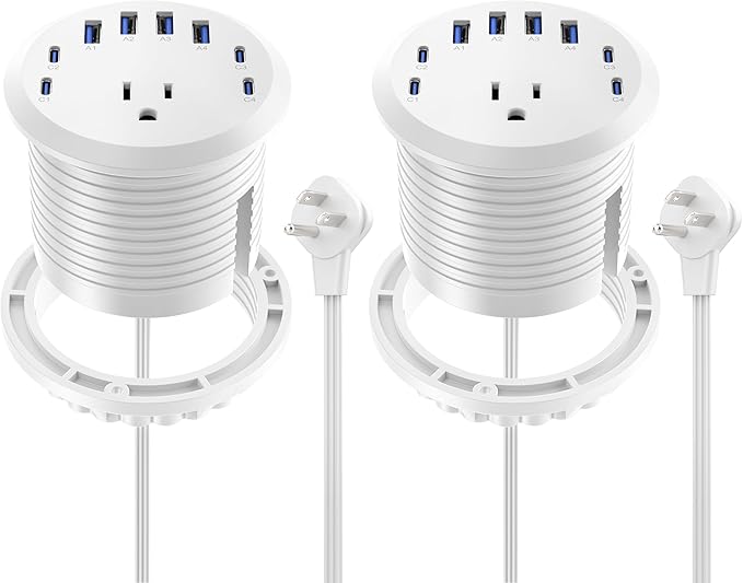 Jgstkcity 65W USB-C Hidden Desktop Power Grommet: 1 AC Outlet, 8 USB Charging by Jgstkcity