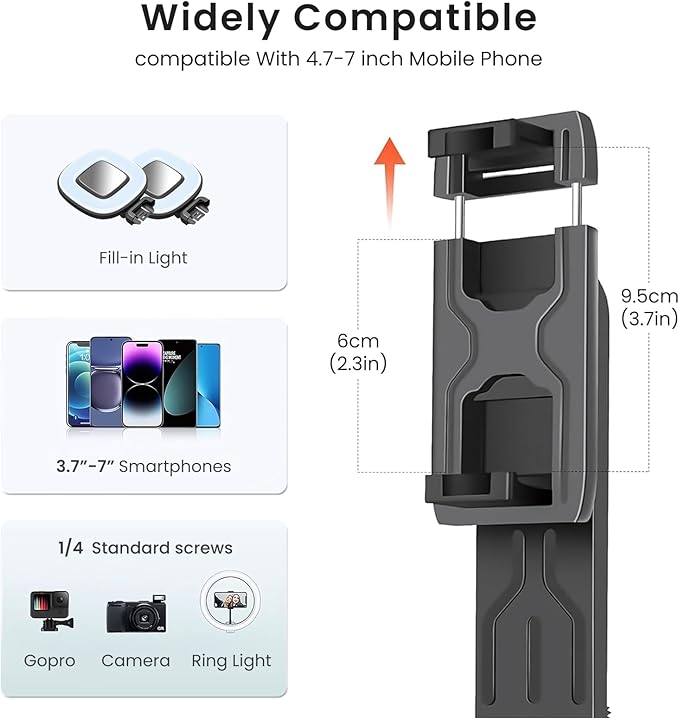 71" Selfie Stick Tripod with Wireless Remote & 2 Fill Lights, Tall Phone Tripod - Image 7