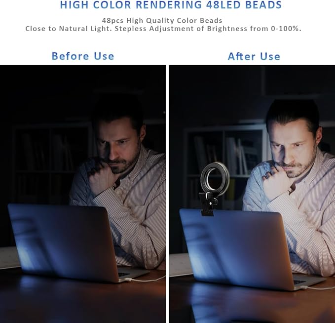 Video Conference Lighting Kit， Clip on Light Reading Lights， Ring Light - Image 2