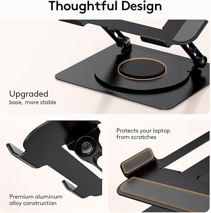 TECKNET Laptop Stand for Desk, 360 Rotating Base, Ergonomic Foldable Computer - Image 6