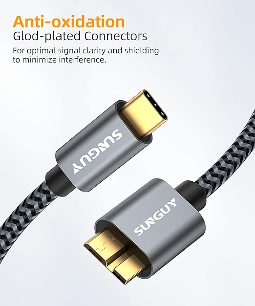SUNGUY 10Gbps Micro B to USB C Hard Drive Cable 1.5FT, USB 3.1 USB C to Micro B - Image 6