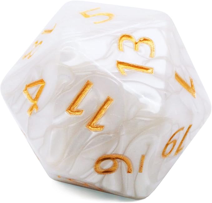 20 Sided DND Dice, D20 Giant Polyhedral Dice, 55mm Titan Large Pearl Color D20 by Handan