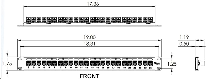 ICC CAT5e Feed-Through Patch Panel, 24 Port, 1U Rackmount, RJ45 Ethernet Patch - Image 8