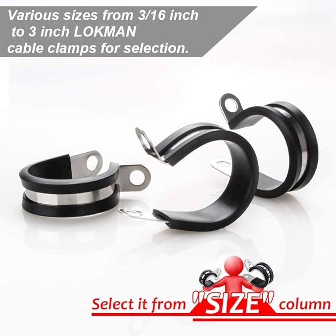 LOKMAN 20 Pack 3/4 Inch Stainless Steel Cable Clamp, Rubber Cushioned Insulated - Image 2
