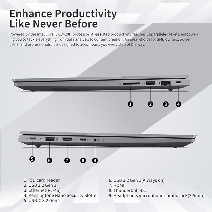 Lenovo ThinkBook 16 Business Laptop, 8-Core Intel i5-13420H, 32GB DDR5 RAM - Image 5