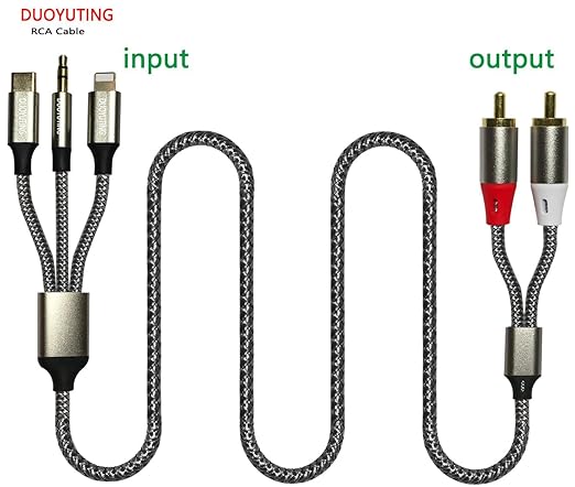 3 in 1 Audio Cable, iOS Phone/3.5mm AUX/USB C to 2 RCA, Stereo Audio Adapter - Image 2