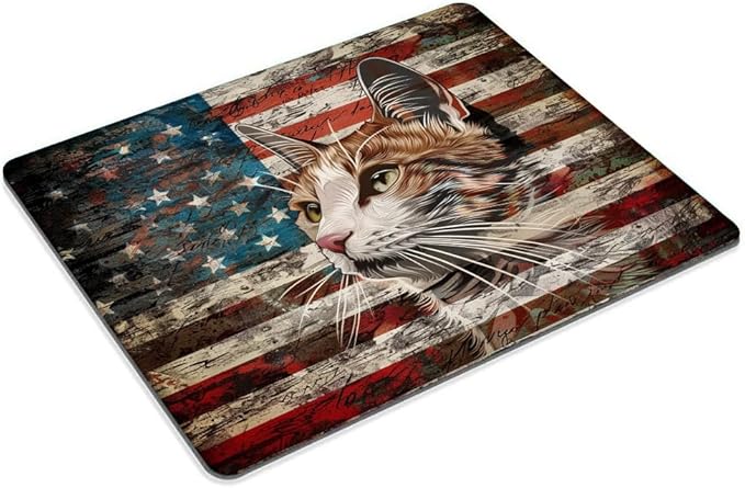 Square Mouse Pad Colorful Cat and National Flag-3, Gaming Mouse Pads - Image 2