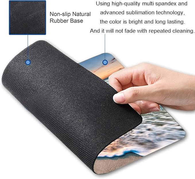 Mouse Pad, Beach Mouse Mat, Square Waterproof Non-Slip Rubber Base Computer - Image 2