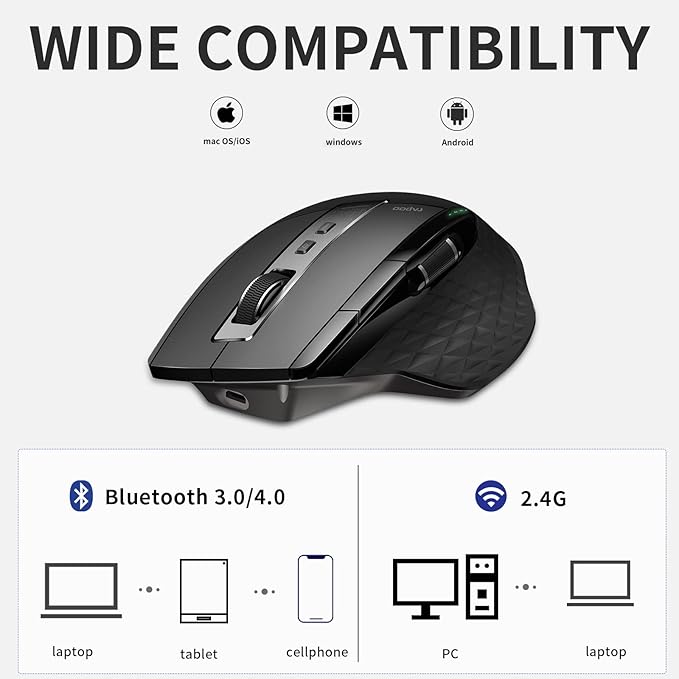 RAPOO Wireless Keyboard and Laser Mouse Combo, Ultra-Slim Computer Keyboard - Image 6