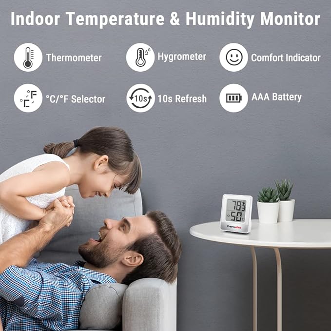 ThermoPro TP49 3 Pieces Digital Hygrometer Indoor Thermometer Humidity Meter - Image 2