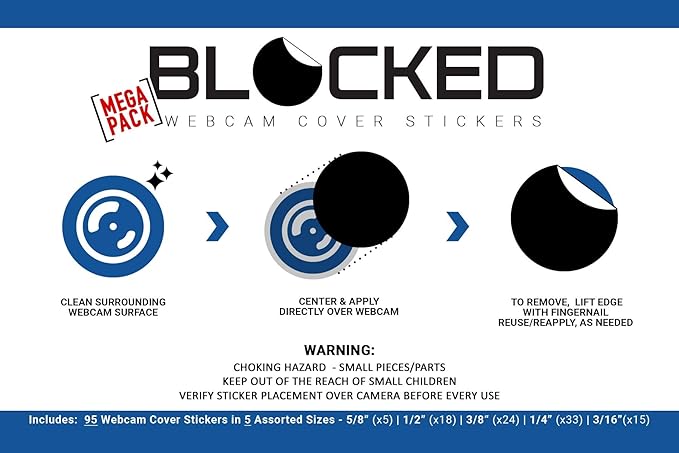 BLOCKED Stackable Webcam/Camera Vinyl Covers | 95 Low-Tack Restickable Webcam - Image 8