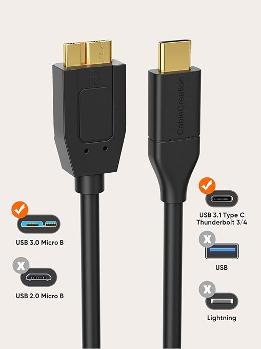 CableCreation 4FT USB C to Micro B Cable, 10Gbps Speed External Hard Drive - Image 2