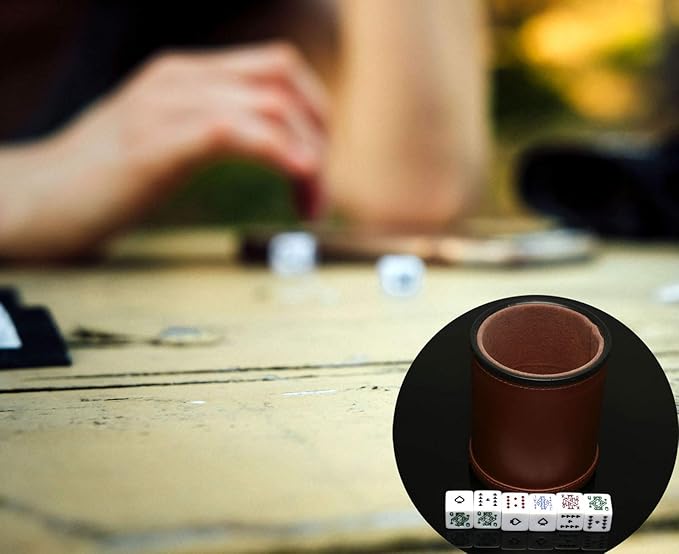 Leatherette Dice Cup with Poker Dice, Felt Lining Quiet Shaker - Image 7