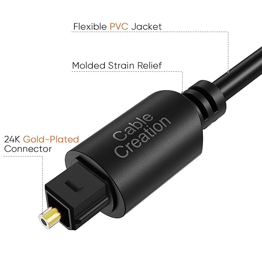 CableCreation 50FT Digital Fiber Optical TosLink Cable Gold Plated - Image 2