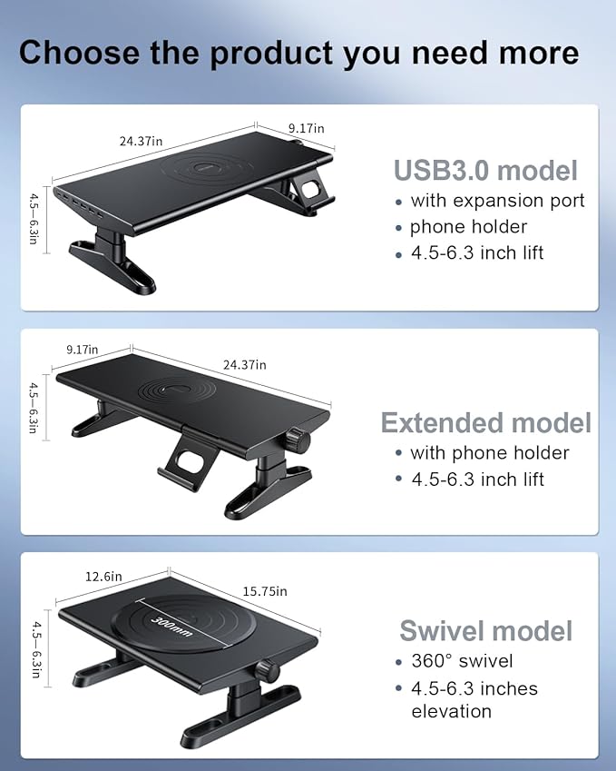 Computer Monitor Stand Riser for Desk, 4.5-6.3 Inches Freely Height Adjustable - Image 7