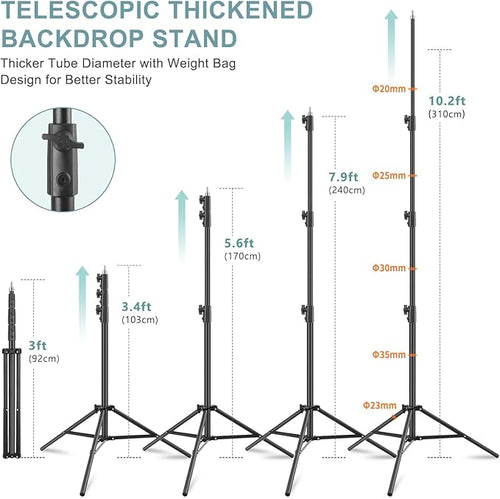10.2x10Ft Heavy Duty Backdrop Stand, MSKIRA Adjustable Backdrop Support System - Image 2