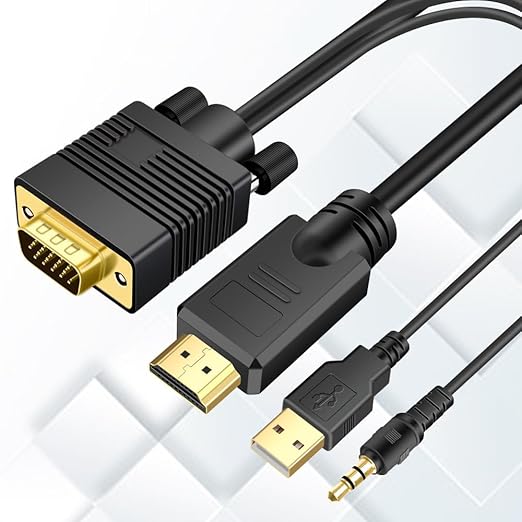 VGA to HDMI Cable 3ft with Audio, VGA to HDMI Converter Adapter Cable by techfollower