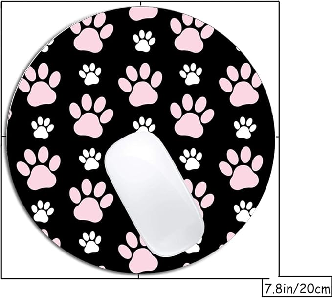 Puppy Paws Dog Traces Animal Paws Pink Mouse Pad Round Non-Slip Rubber Mousepad - Image 2