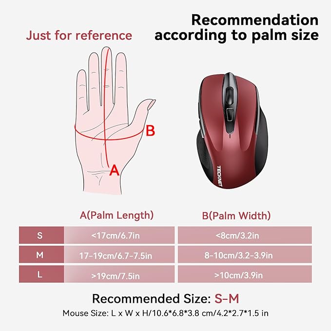 TECKNET Wireless Mouse Rechargeable 4800 DPI Silent USB A & Bluetooth Mouse 6 - Image 4