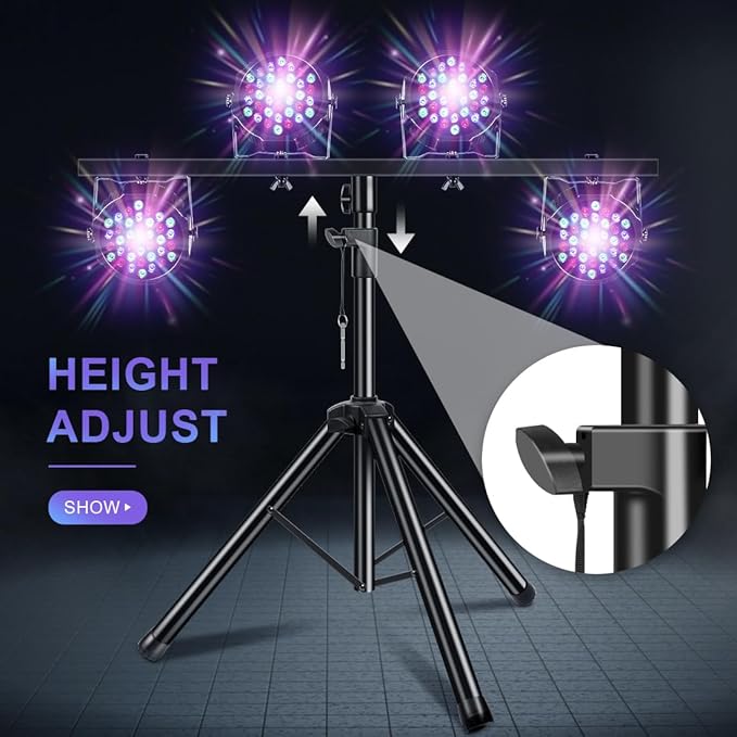 DJ Light Stand Heavy Duty Par Can Tripod T-Bar Stage Lights Stand Adjustable - Image 4