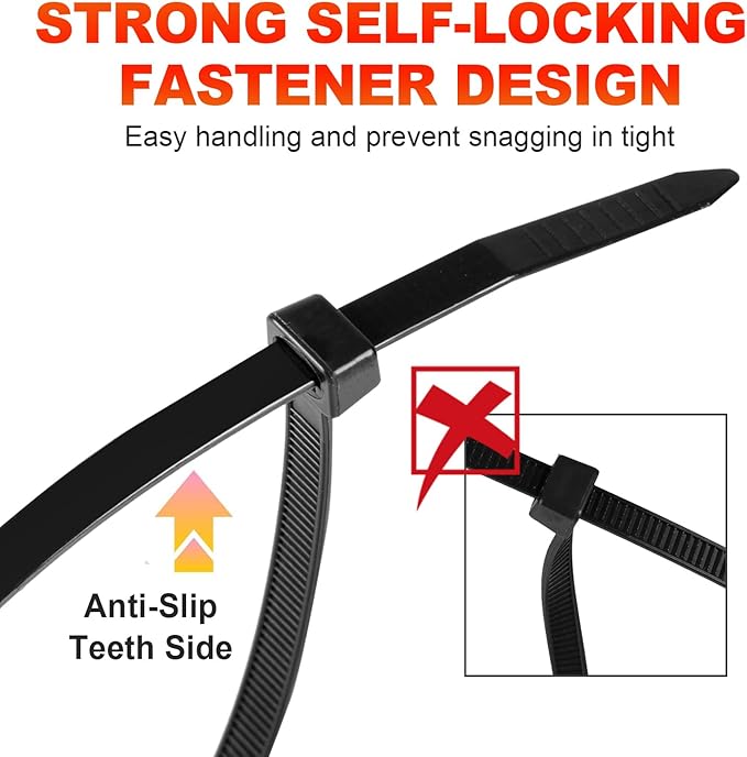 Zip Ties, RAZCC 1200pcs Black Cable Zip Ties 14 Inch, Heavy Duty Plastic Wire - Image 4