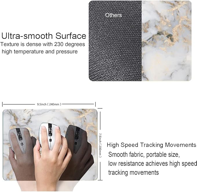 Mouse Pad, Premium-Textured Marbling Mouse Mat Square Waterproof Non-Slip - Image 3