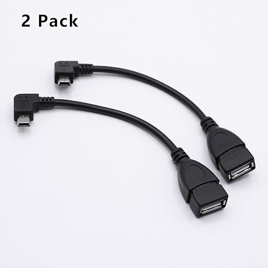 90 Degree Mini USB to USB A OTG Adapter Cable 5.5in Right Angle Mini USB 5-Pin - Image 3