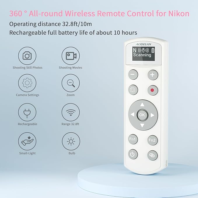 Rechargeable Shutter Release for Nikon AODELAN Wireless Camera Remote Control - Image 2