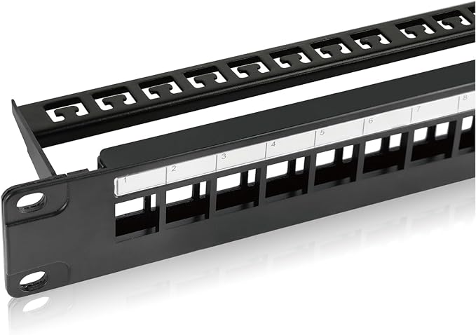 Tecmojo 24-Port Blank Keystone Patch Panel, 1U 19" Rackmount Housing by Tecmojo