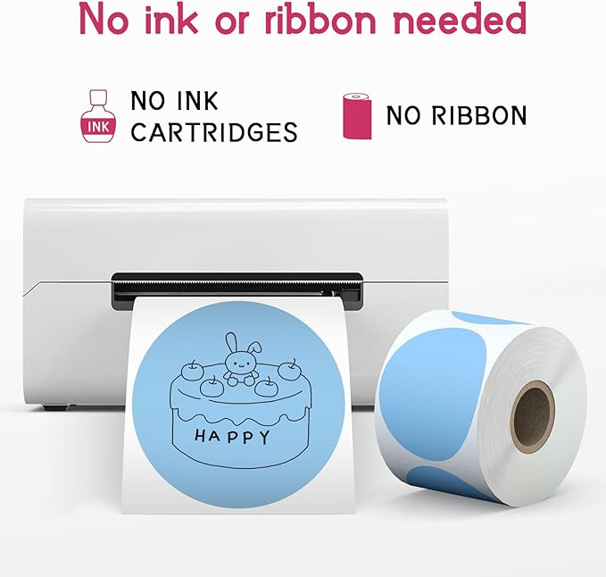 6 Rolls 2 Inch 6-Color Assorted Circle Direct Thermal Stickers Labels, - Image 6