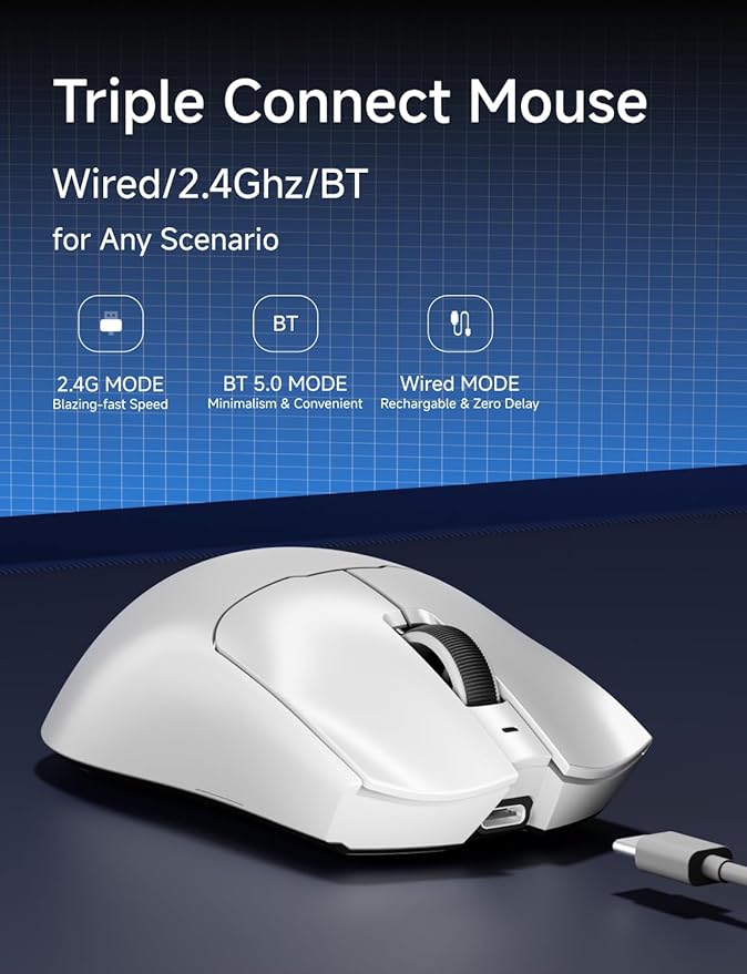 S9 Pro Wireless Gaming Mouse, 59G Ergonomic Computer Mouse, Triple Modes - Image 3