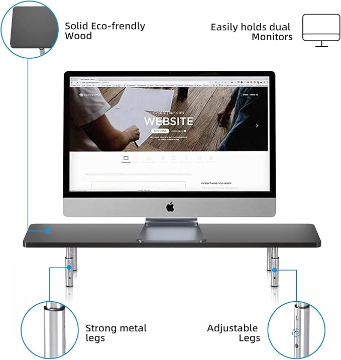 suptek Dual Monitor Stand Riser, Large Monitor Laptop Stand Riser 3 Adjustable - Image 2