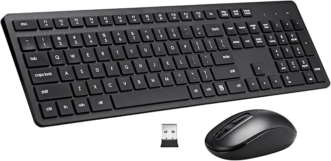 Wireless Keyboard and Mouse Combo, 2.4G Silent Cordless Keyboard Mouse Combo by Harburfine